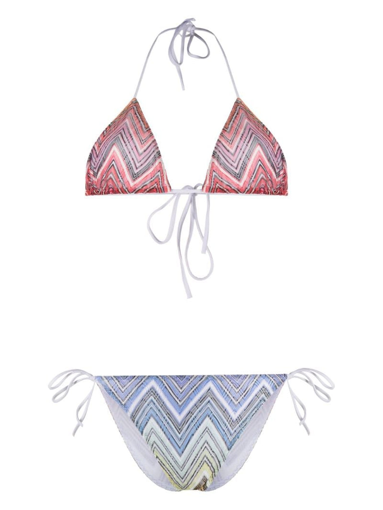 Multicolour Chevron-print Triangle-cup Bikini