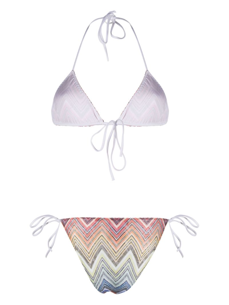 Multicolour Chevron-print Triangle-cup Bikini