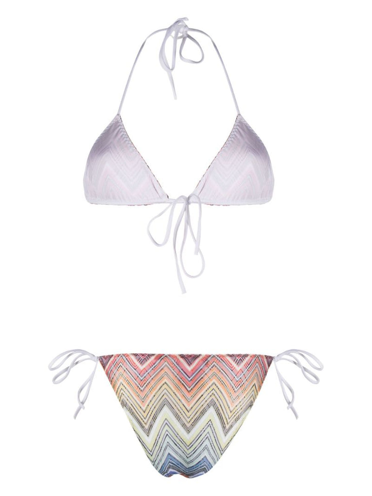 Multicolour Chevron-print Triangle-cup Bikini