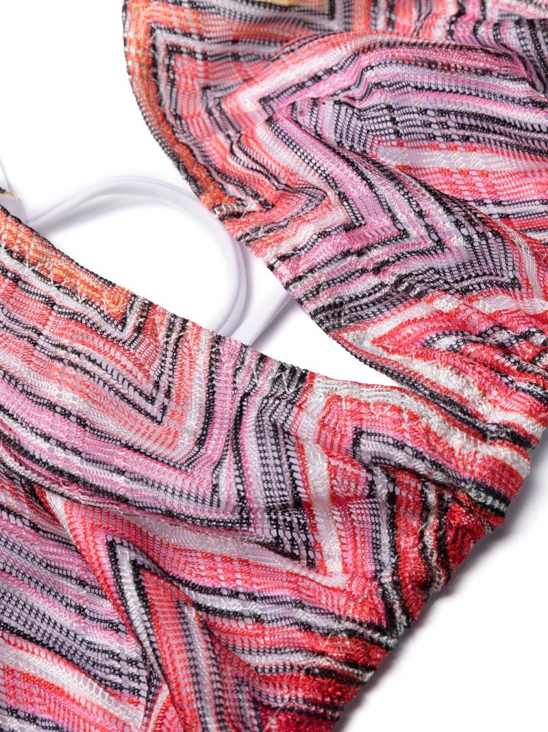 Multicolour Chevron-print Triangle-cup Bikini
