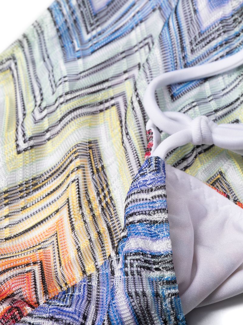 Multicolour Chevron-print Triangle-cup Bikini