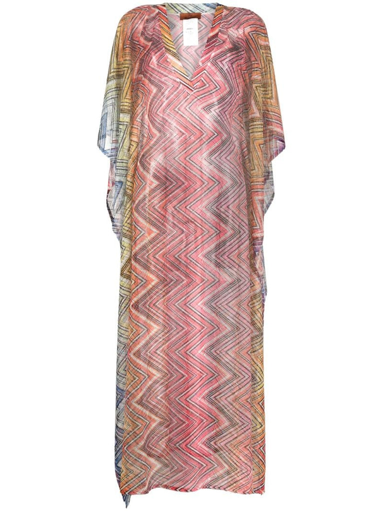 Multicoloured Chevron Zig-zag Kaftan Dress