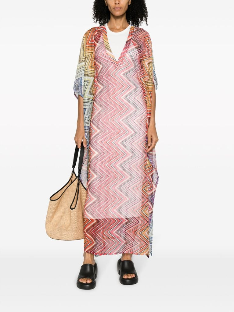 Multicoloured Chevron Zig-zag Kaftan Dress