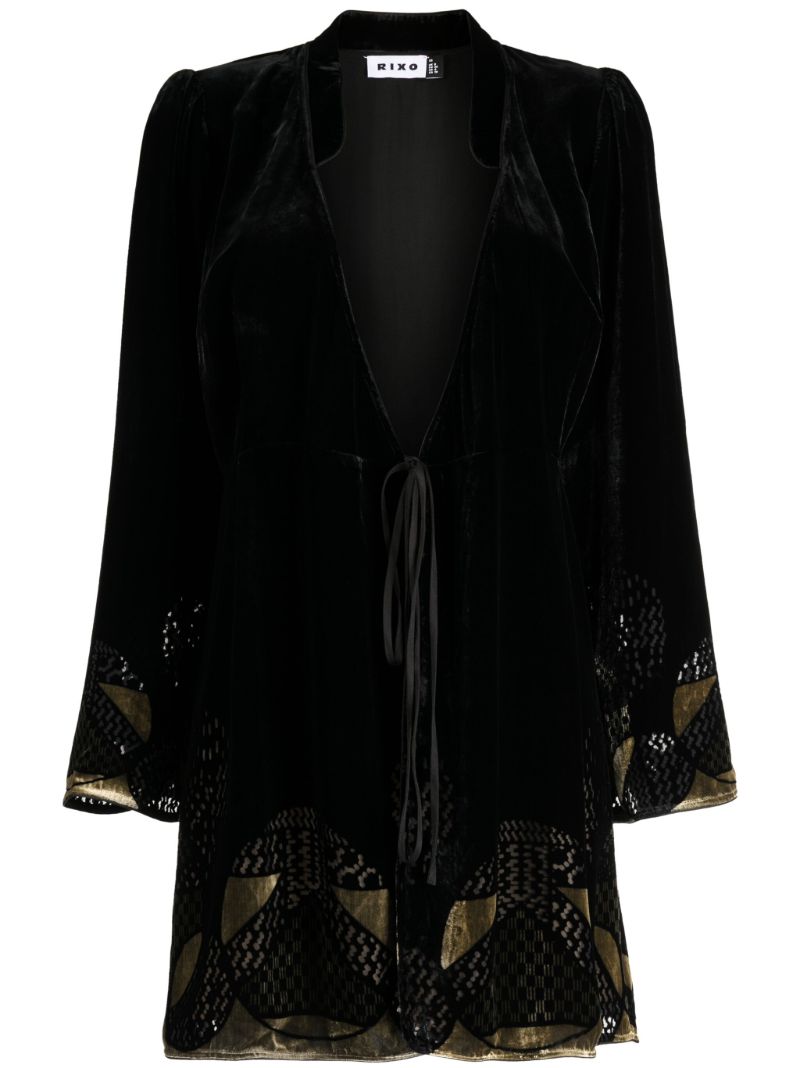 Black Iris Velvet Wrap Dress