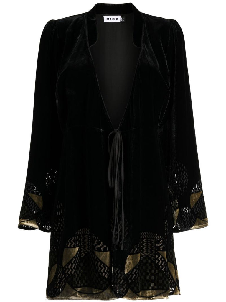 Black Iris Velvet Wrap Dress