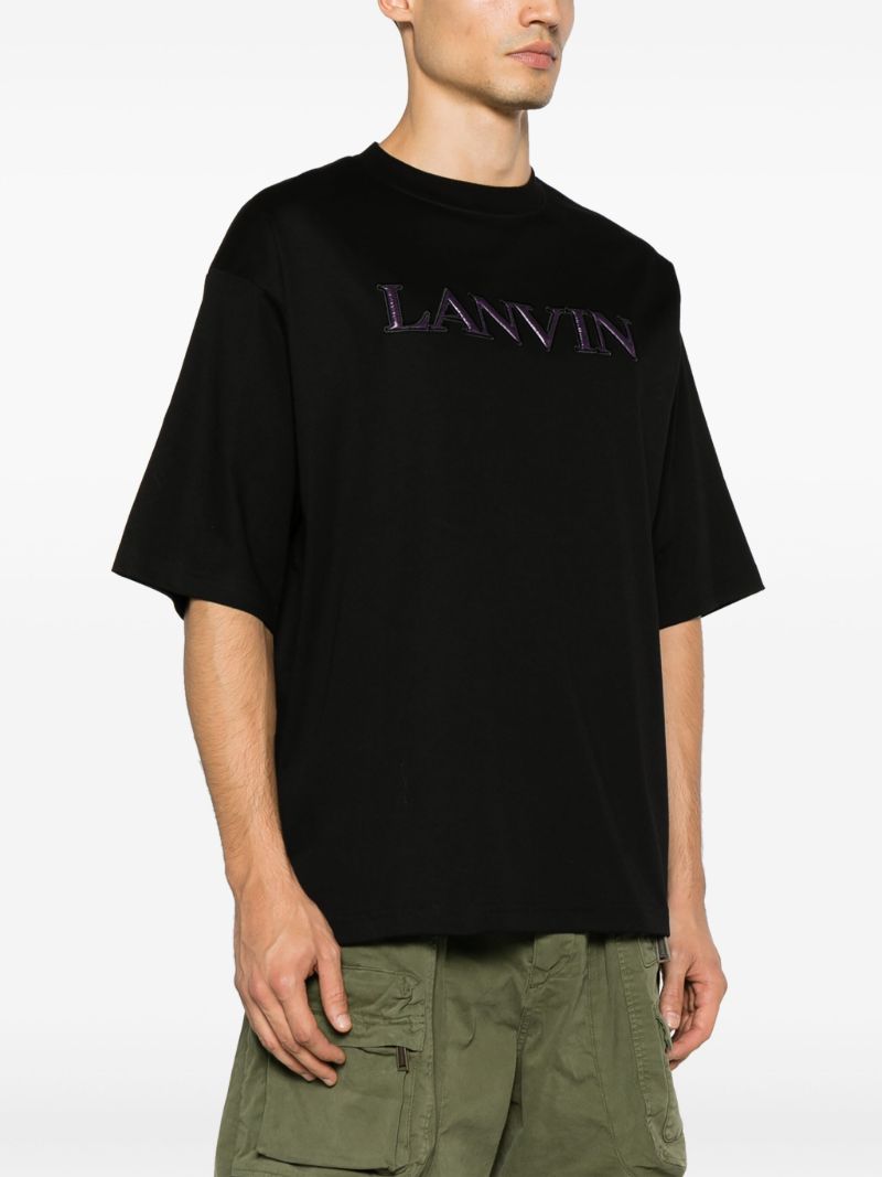 Black Logo-appliquÃ_x0083_Â© Cotton T-shirt
