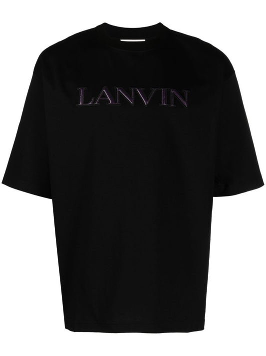 Black Logo-appliquÃ_x0083_Â© Cotton T-shirt