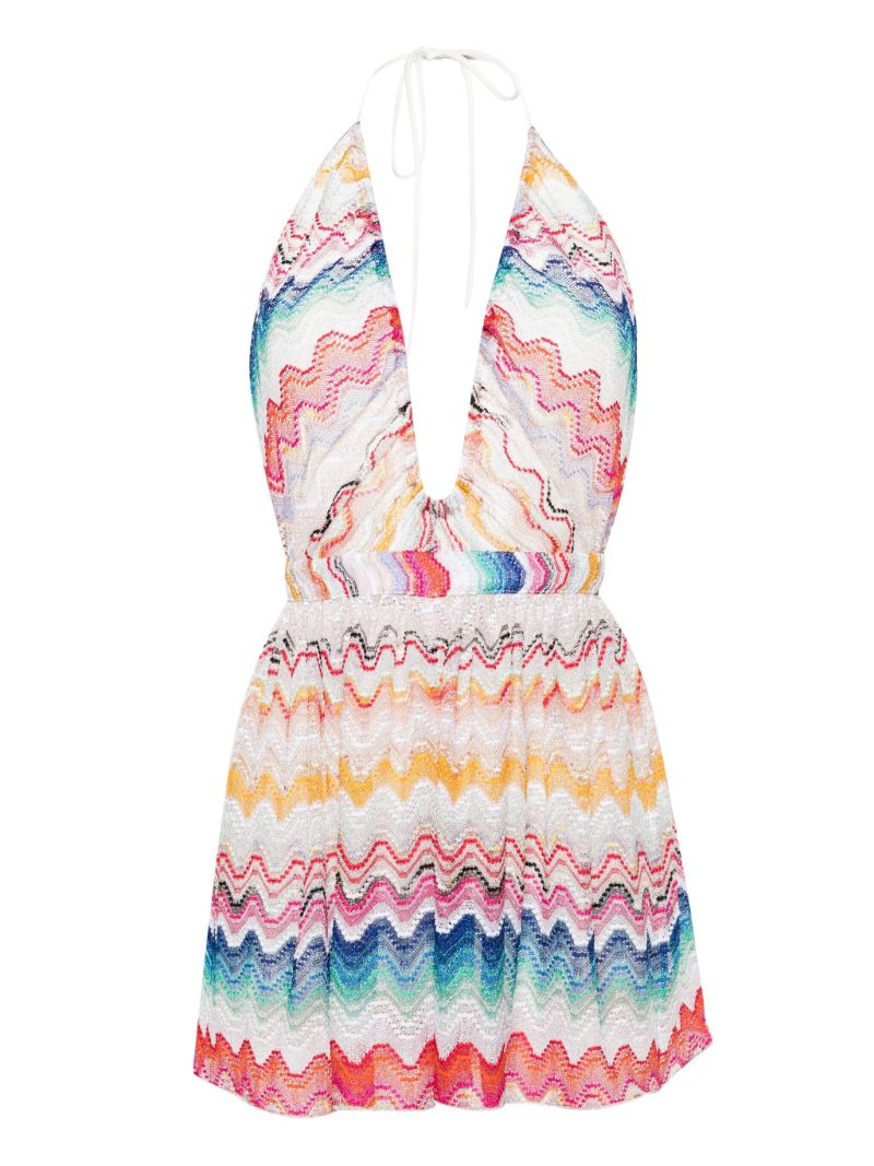 White Zigzag Woven Playsuit