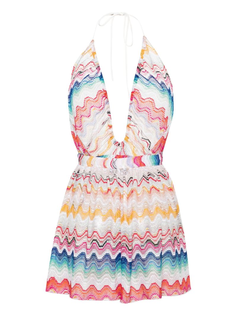 White Zigzag Woven Playsuit