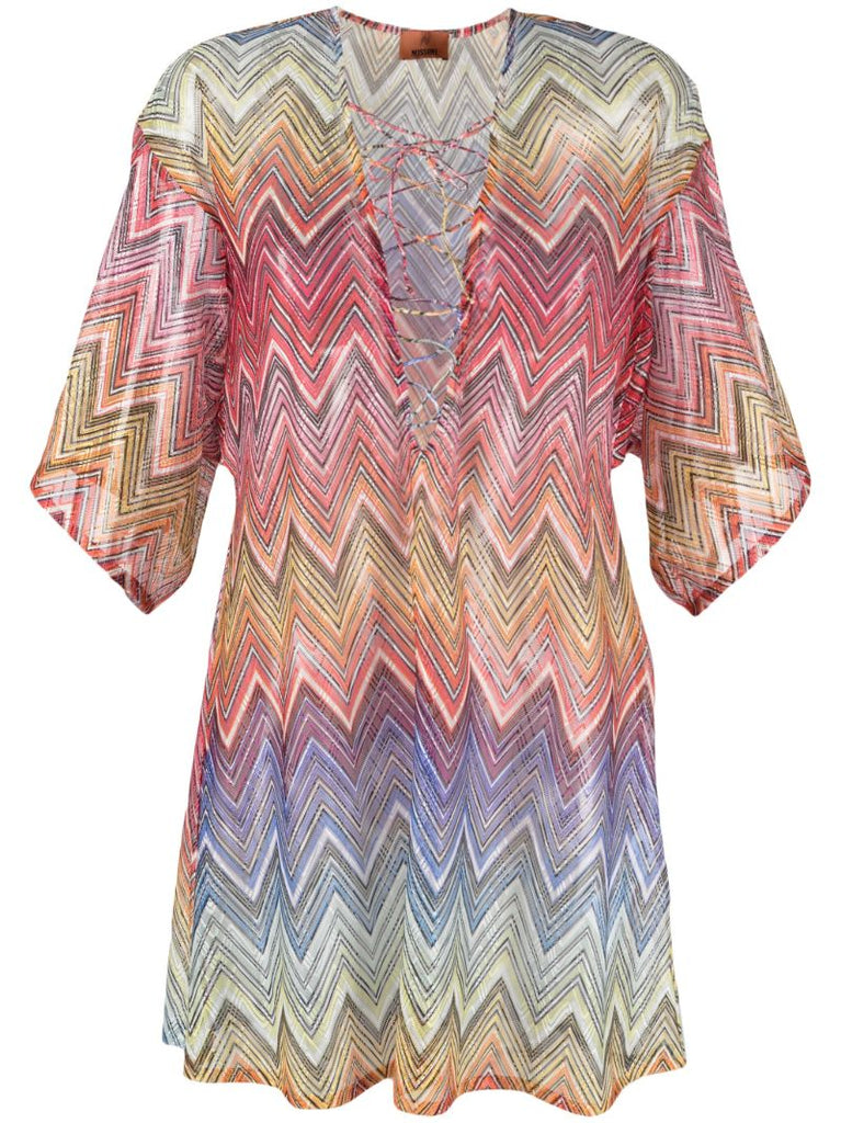 Multicolour Zigzag-print Cover Up Kaftan