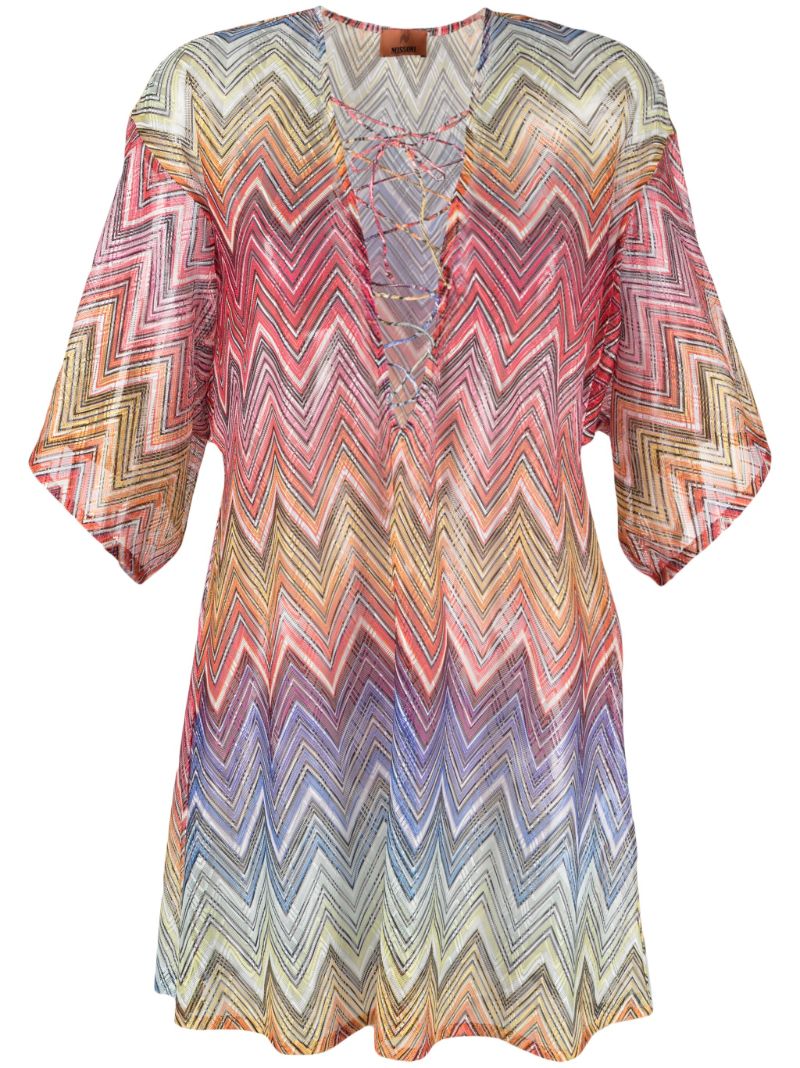 Multicolour Zigzag-print Cover Up Kaftan