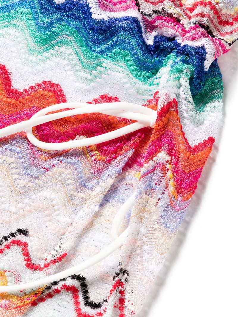 White Zigzag Woven Midi Skirt