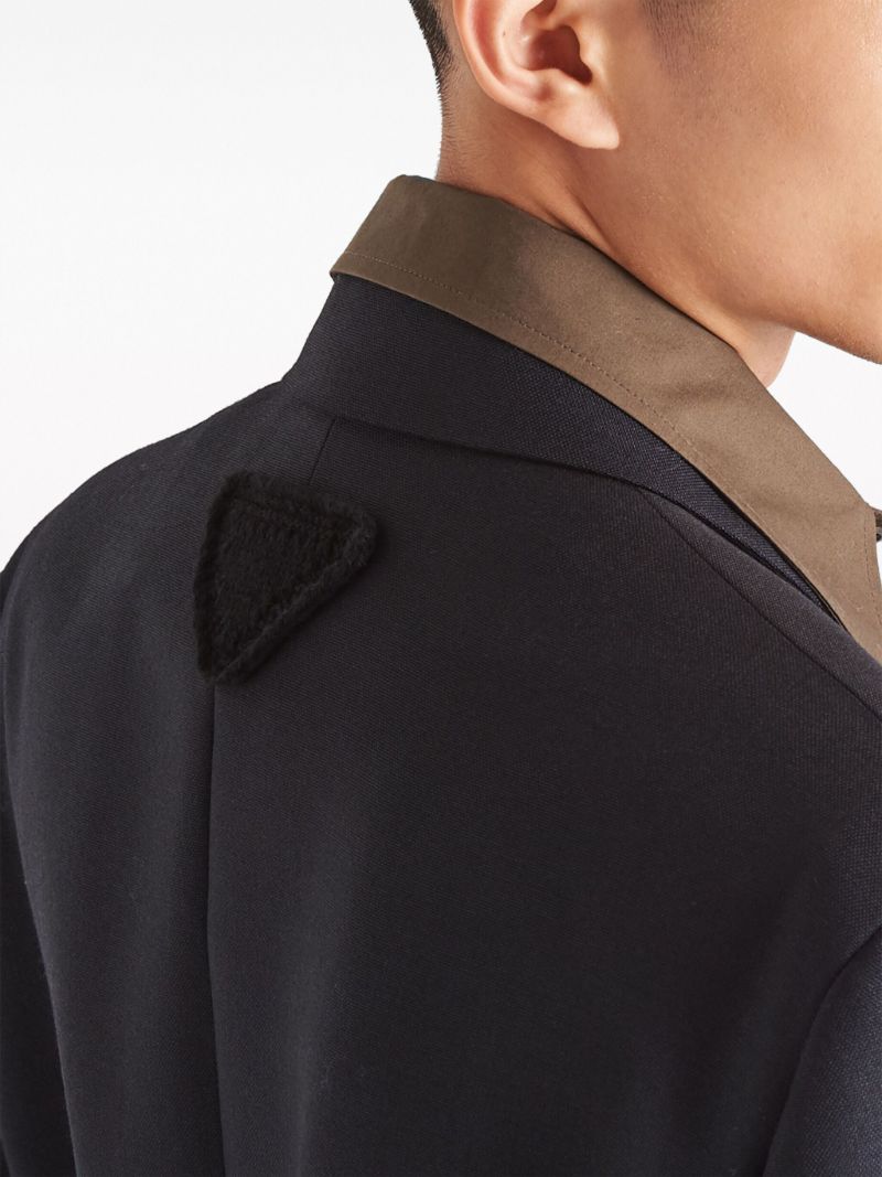 Blue Contrast-collar Blazer