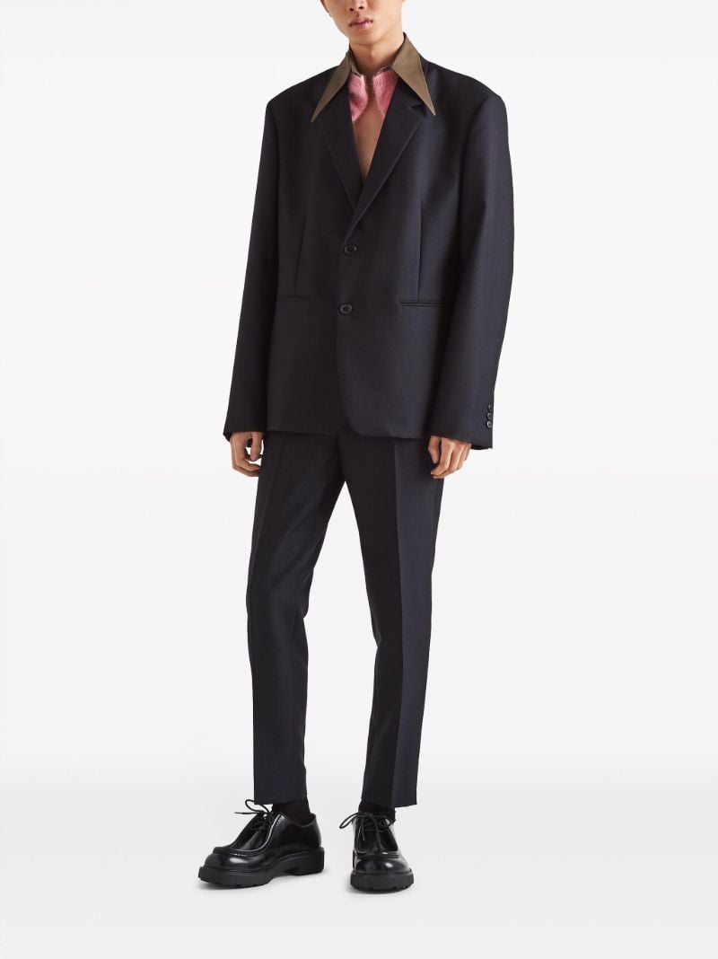 Blue Contrast-collar Blazer