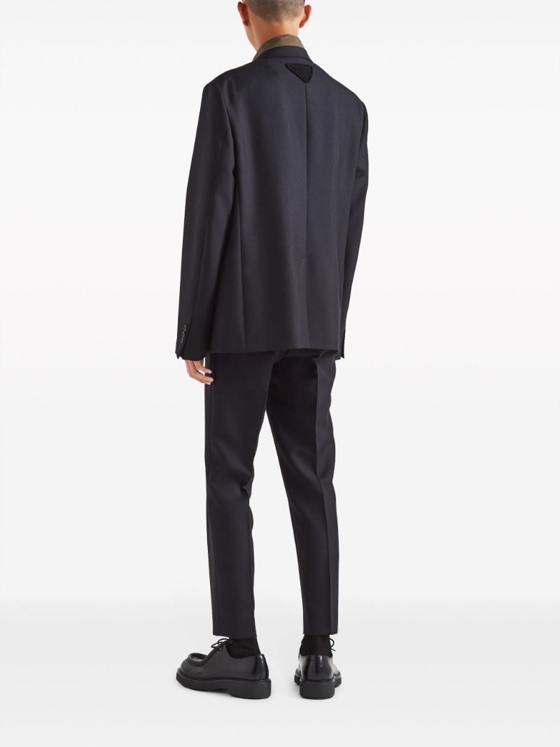 Blue Contrast-collar Blazer
