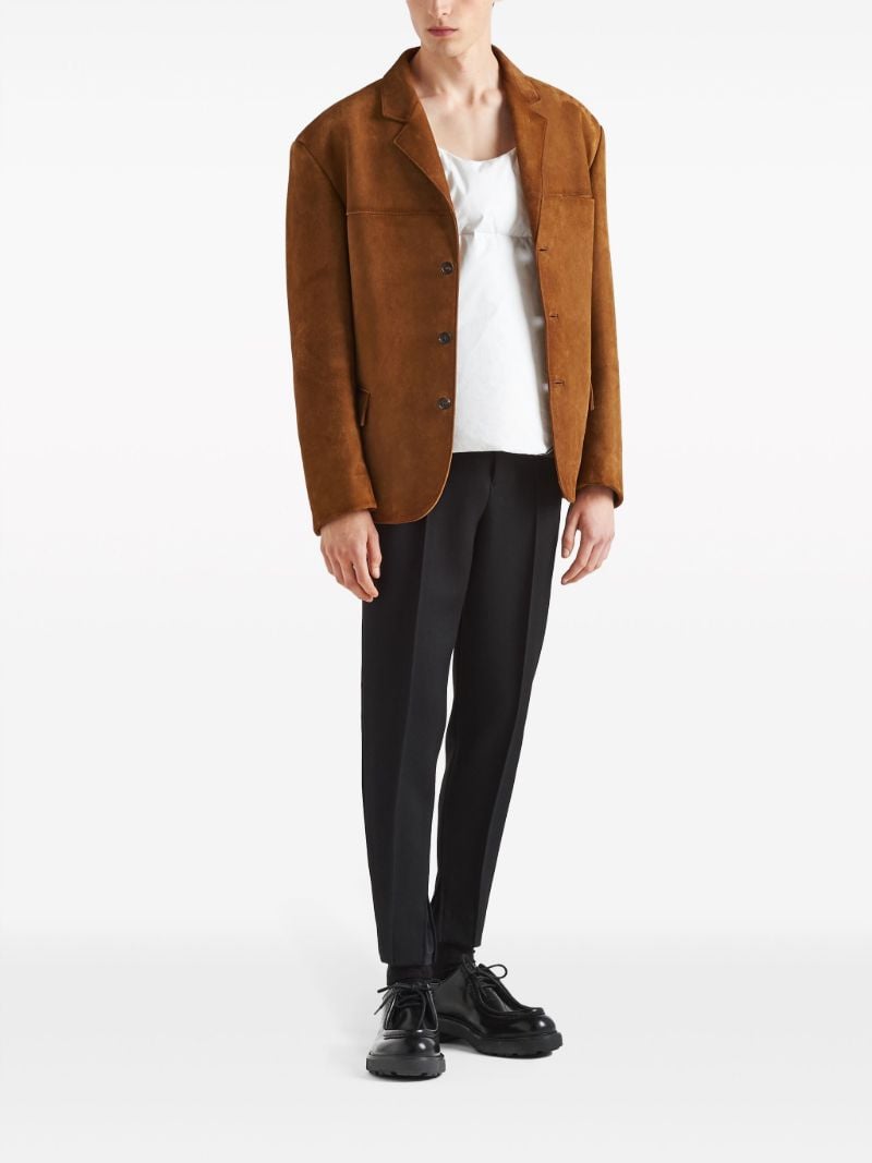 Brown Single-breasted Suede Blazer