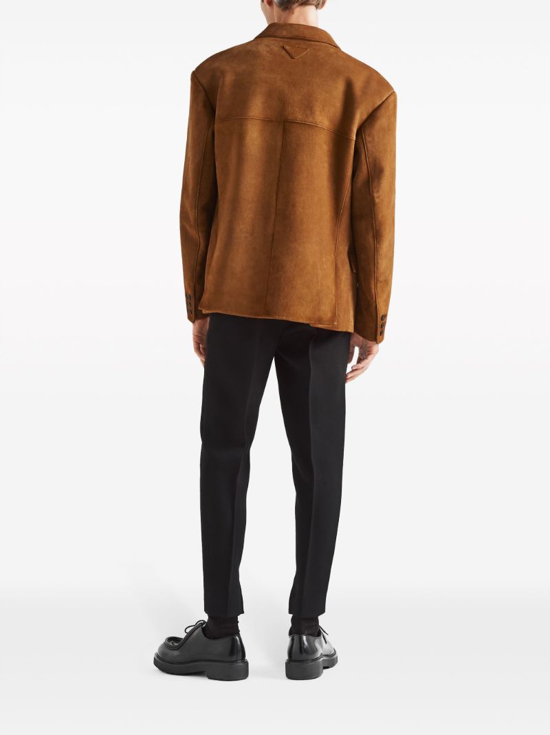 Brown Single-breasted Suede Blazer
