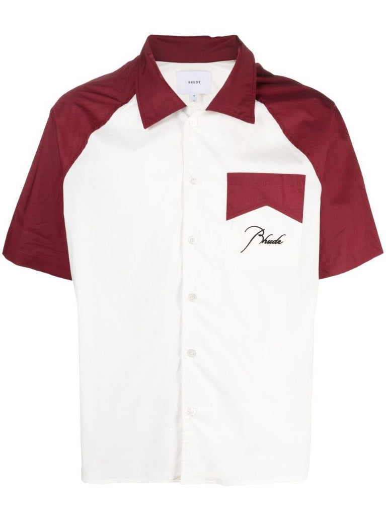 White Logo-embroidery Cotton Shirt