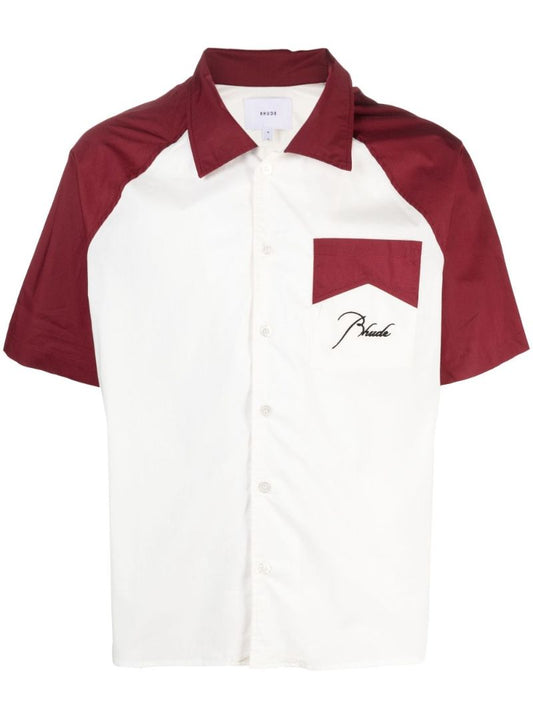 White Logo-embroidery Cotton Shirt