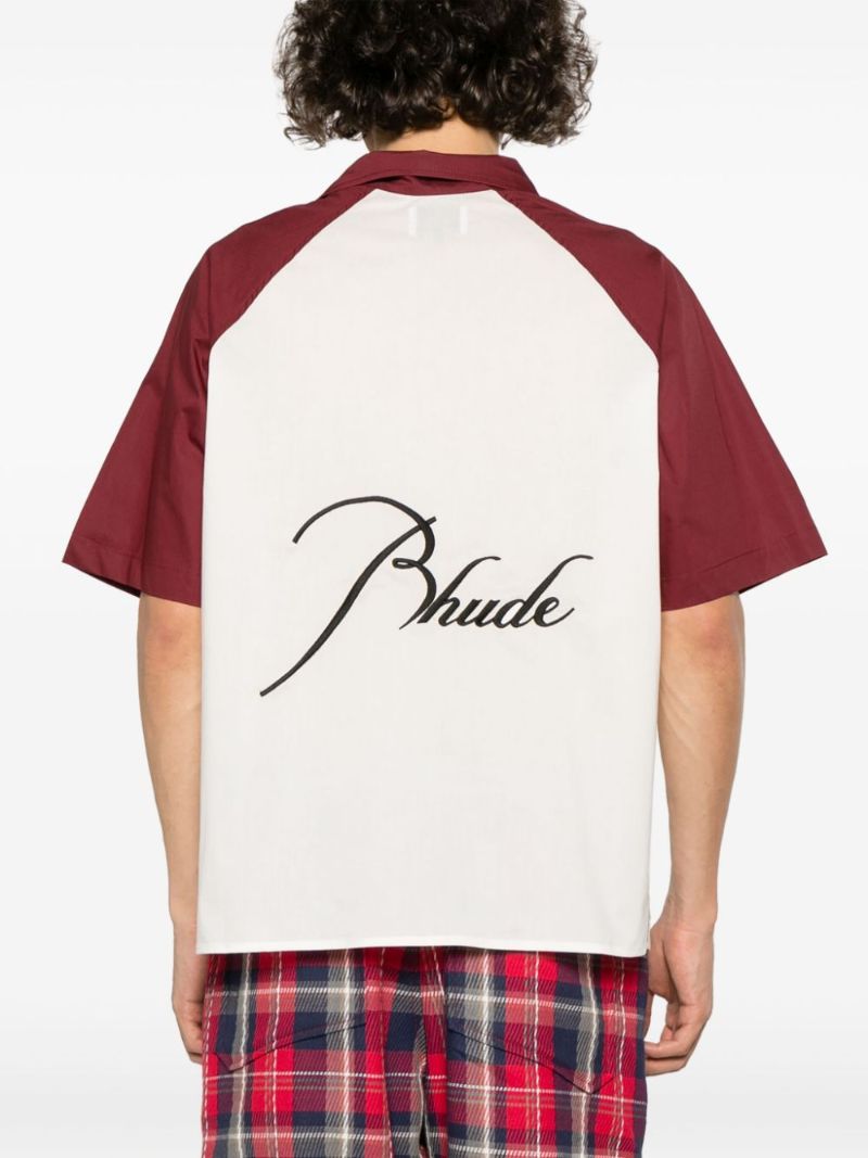 White Logo-embroidery Cotton Shirt