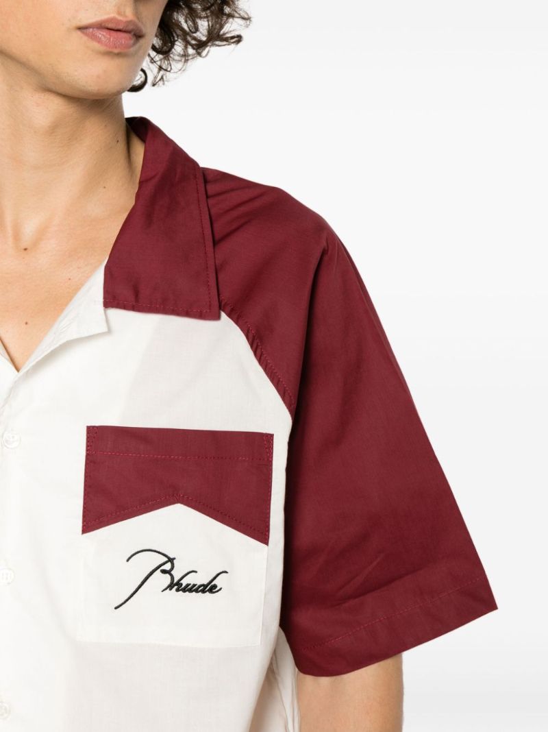 White Logo-embroidery Cotton Shirt