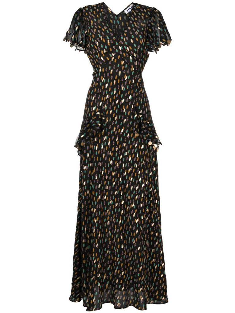 Black Jane Dot-print Silk Dress