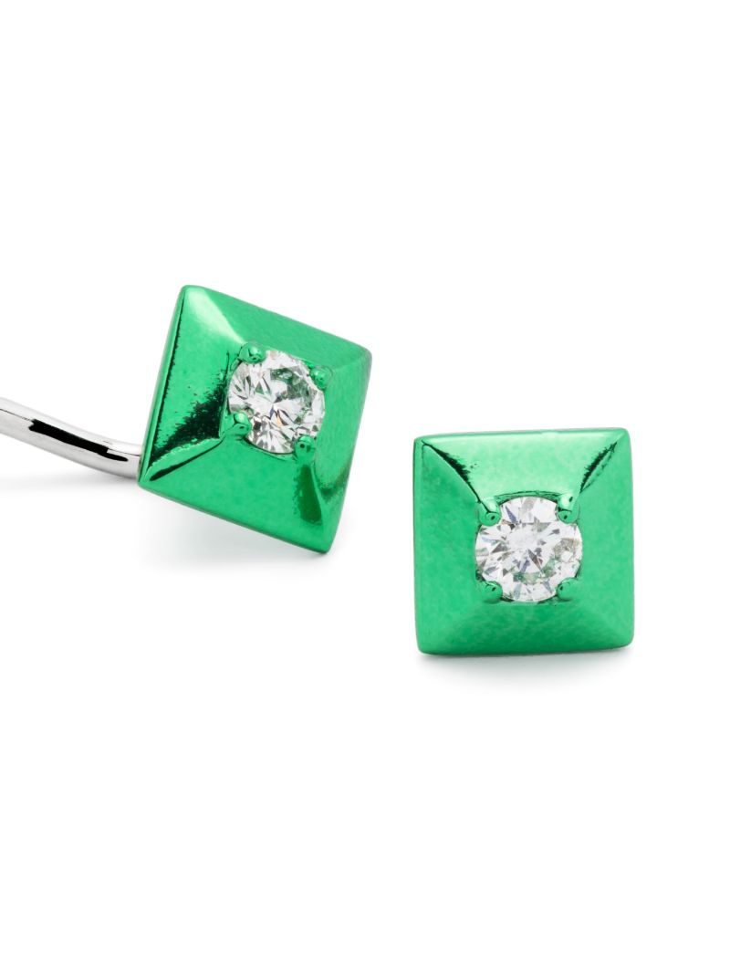 18k White Gold Double Mini Diamond Single Stud Earring