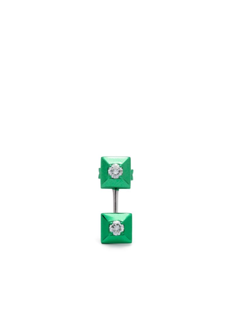 18k White Gold Double Mini Diamond Single Stud Earring