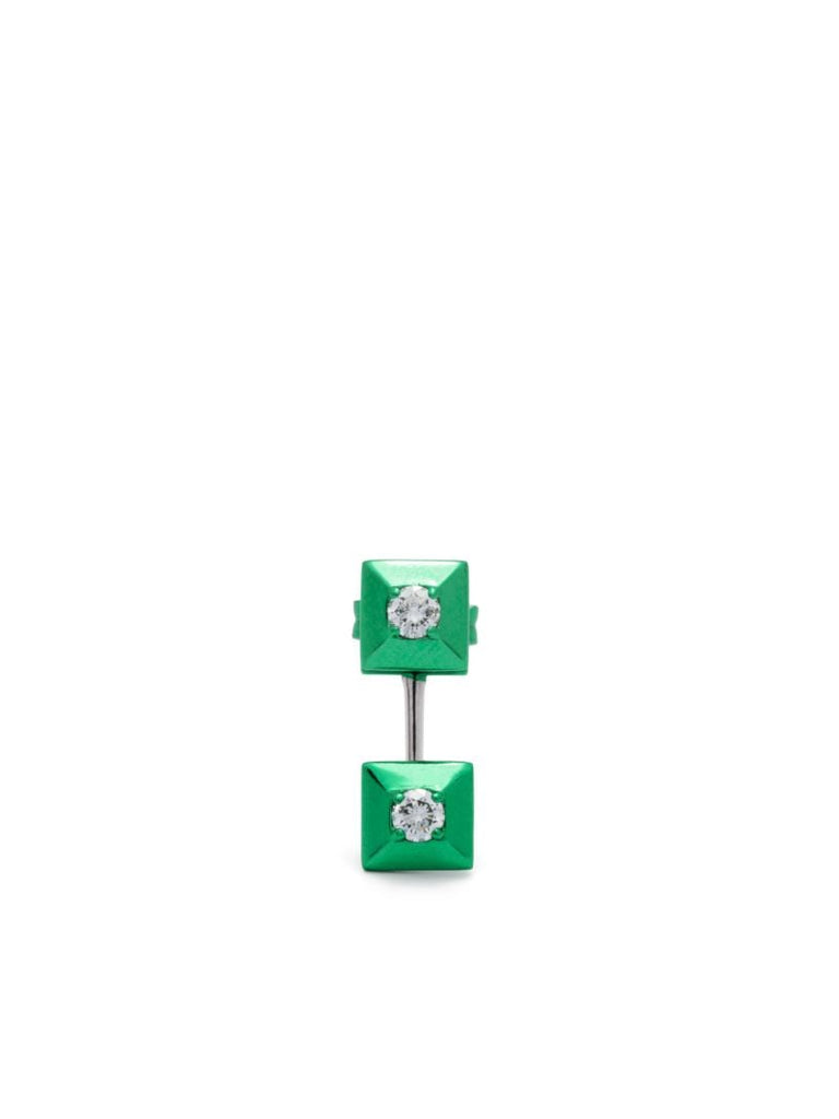 18k White Gold Double Mini Diamond Single Stud Earring