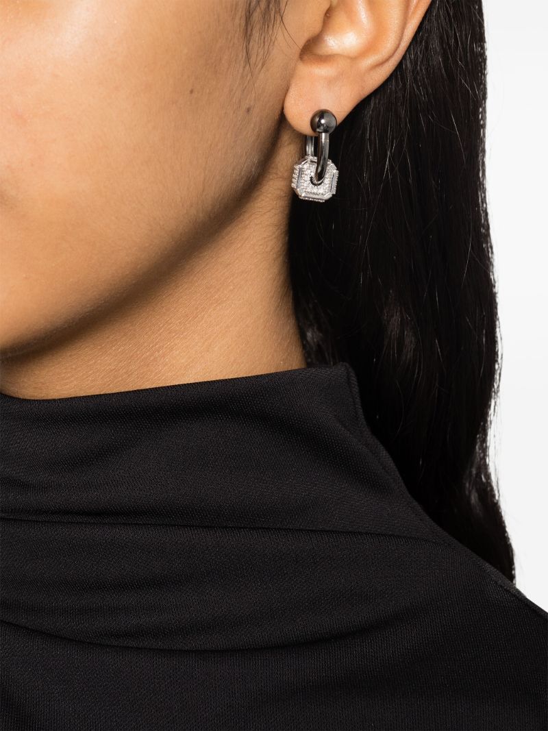 18k White Gold Ninety Couple Diamond Hoop Earrings