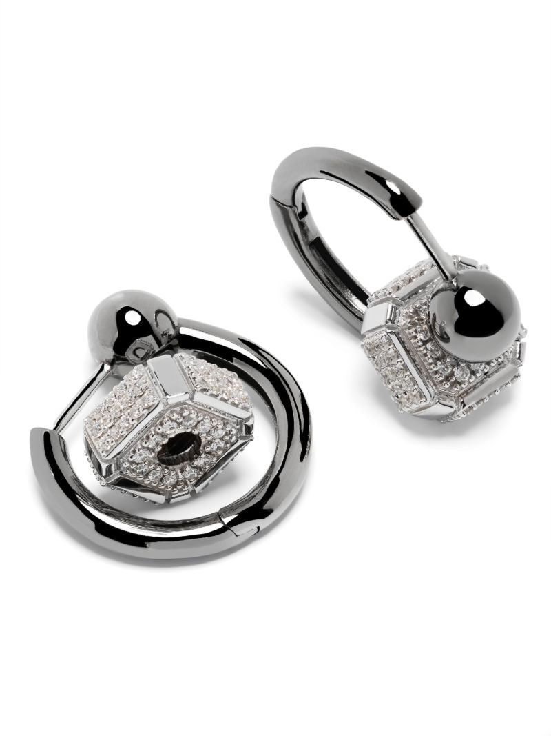 18k White Gold Ninety Couple Diamond Hoop Earrings