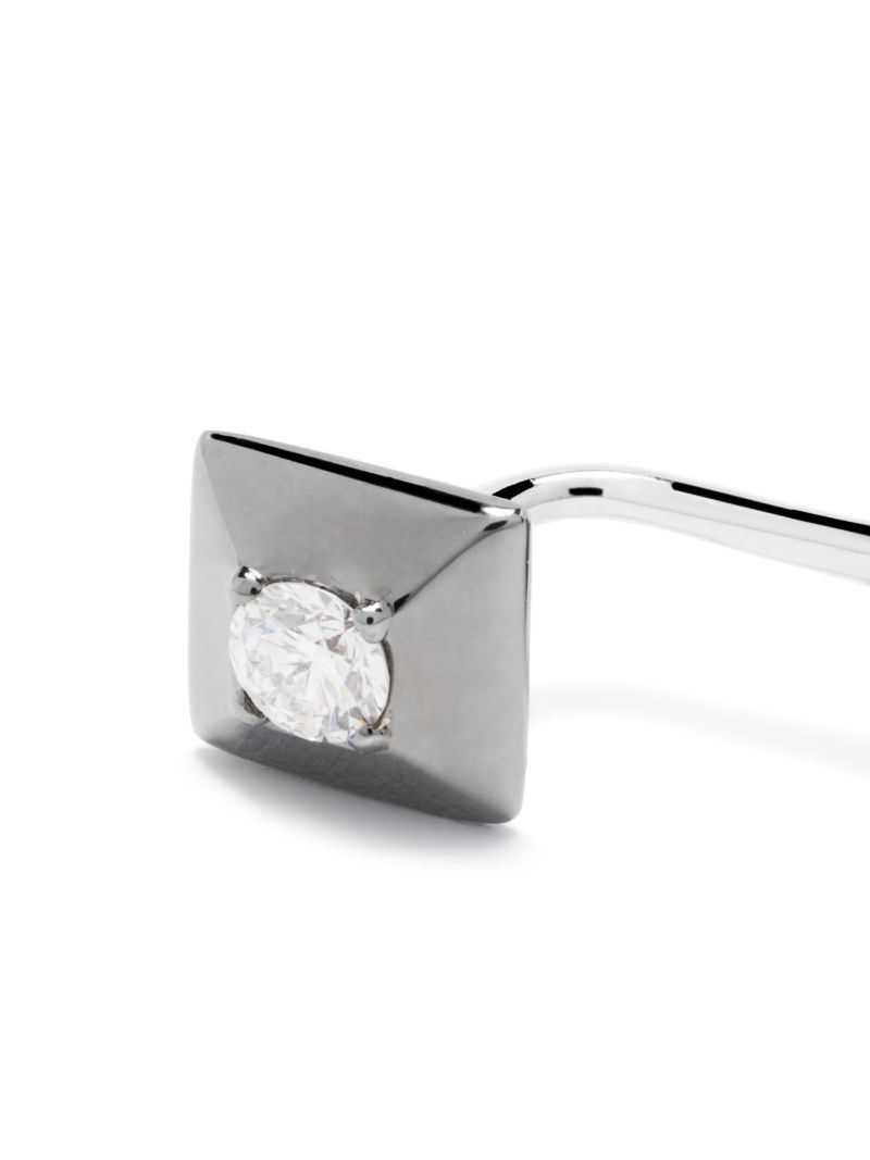 18k White Gold Mini Double Diamond Single Stud Earring