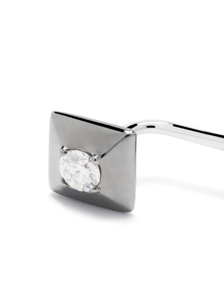 18k White Gold Mini Double Diamond Single Stud Earring