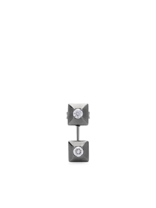 18k White Gold Mini Double Diamond Single Stud Earring