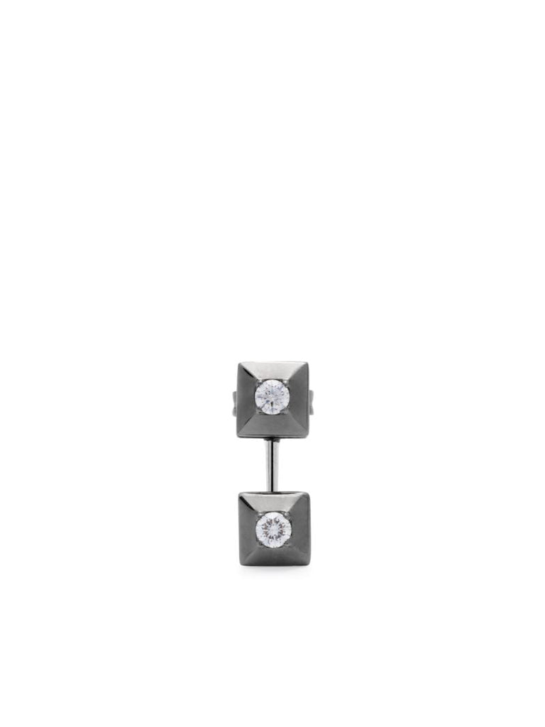 18k White Gold Mini Double Diamond Single Stud Earring