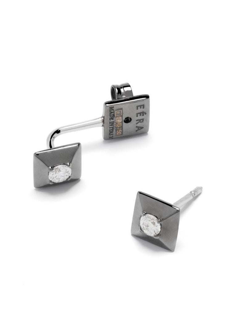 18k White Gold Mini Double Diamond Single Stud Earring