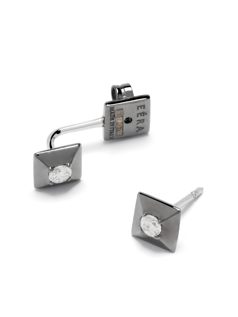 18k White Gold Mini Double Diamond Single Stud Earring