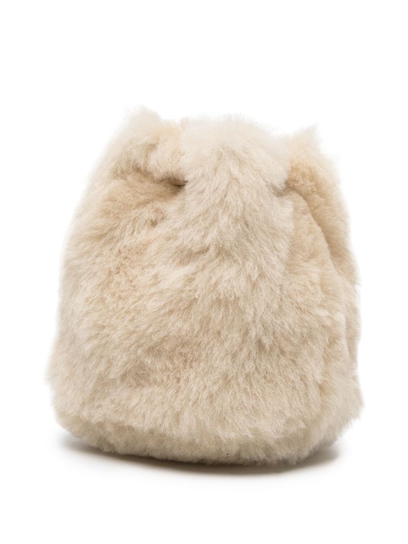 Brown Triangle-logo Shearling Mini Bag