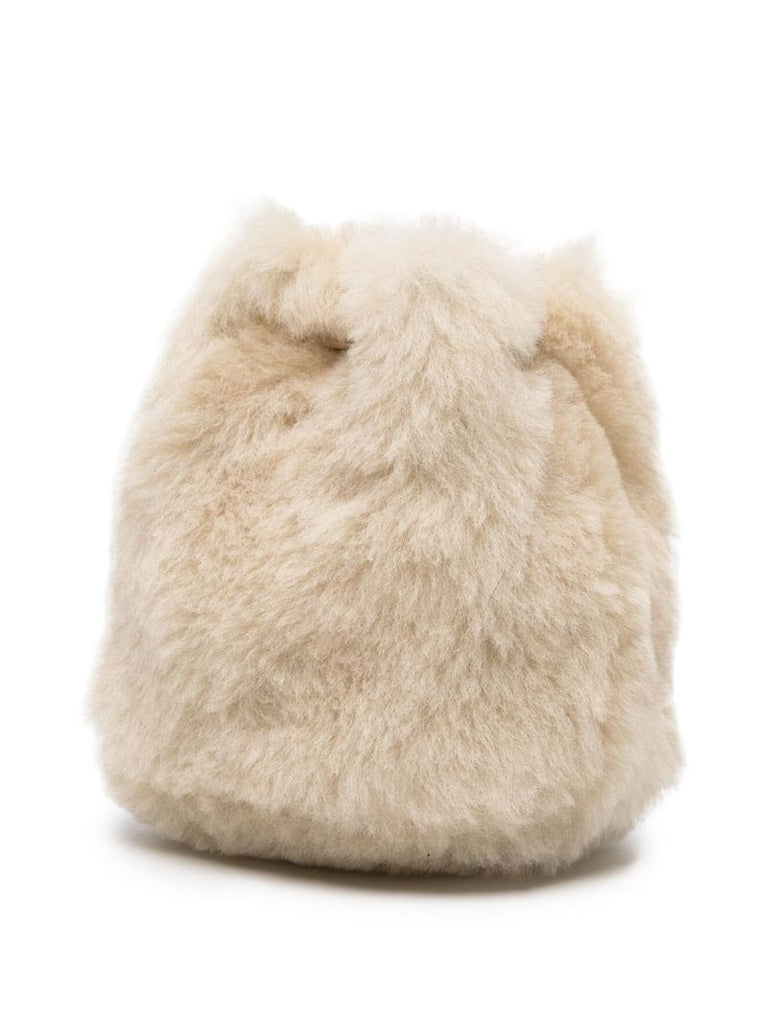 Brown Triangle-logo Shearling Mini Bag