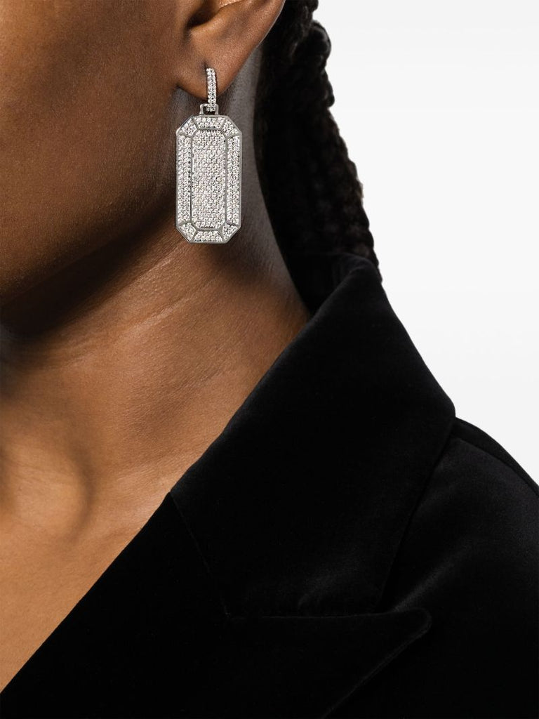 18k White Gold Big Tokyo Diamond Single Drop Earring