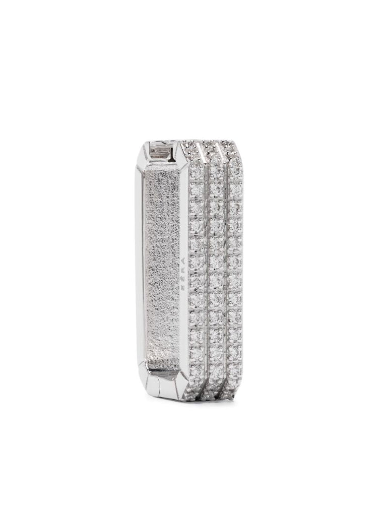 18k White Gold Long Candy Diamond Single Hoop Earring