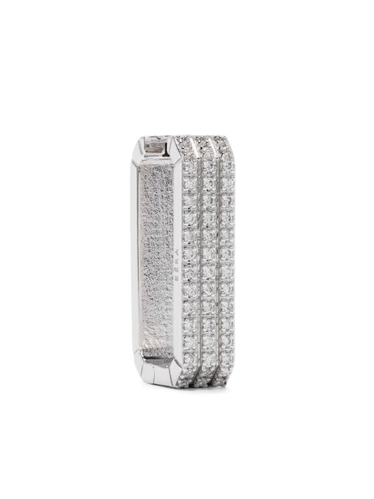 18k White Gold Long Candy Diamond Single Hoop Earring