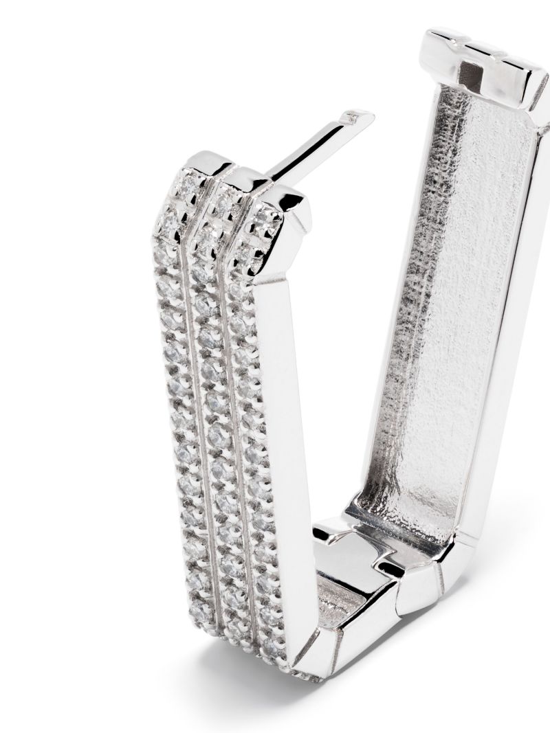 18k White Gold Long Candy Diamond Single Hoop Earring
