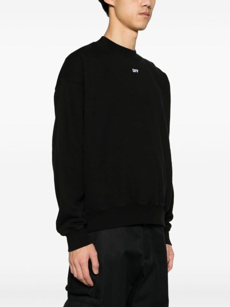 Black Arrow-embroidered Cotton Sweatshirt