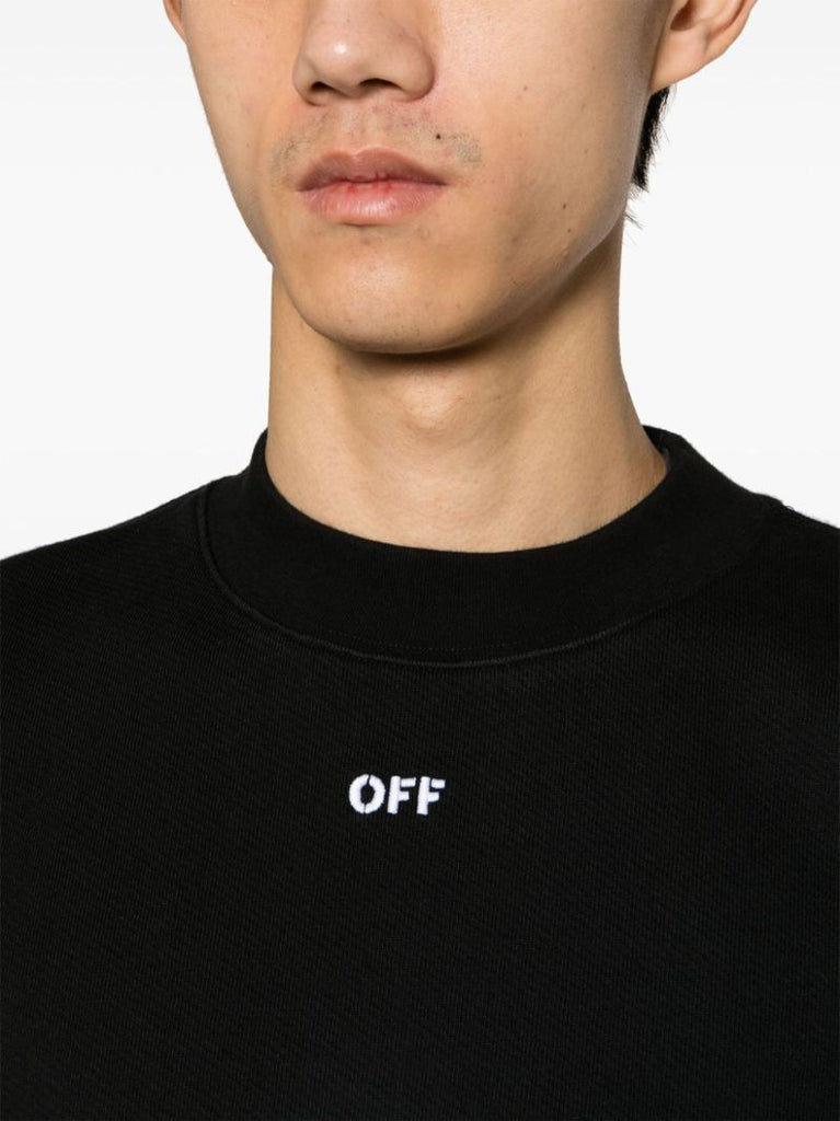 Black Arrow-embroidered Cotton Sweatshirt