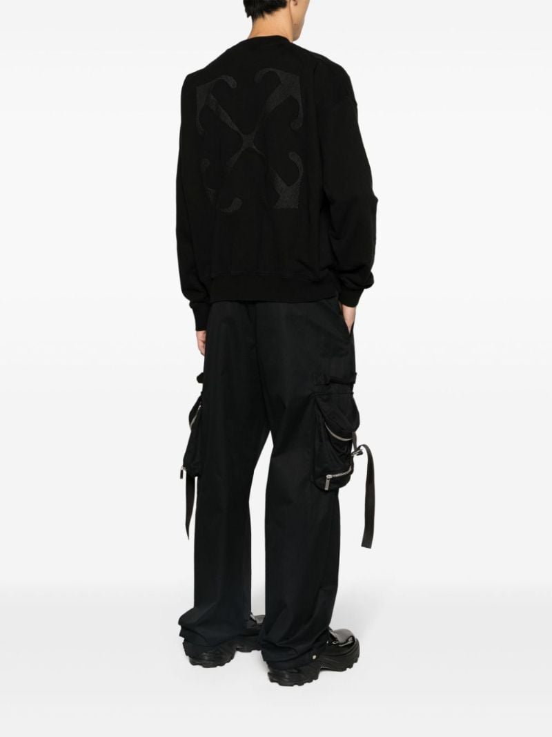 Black Arrow-embroidered Cotton Sweatshirt