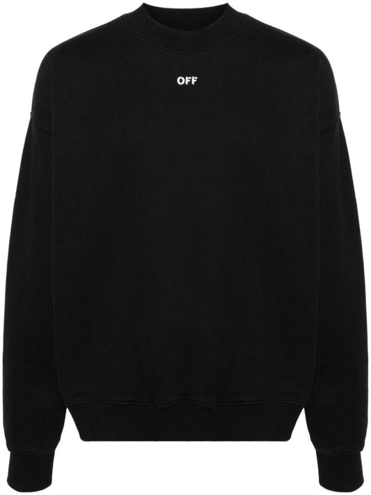 Black Arrow-embroidered Cotton Sweatshirt