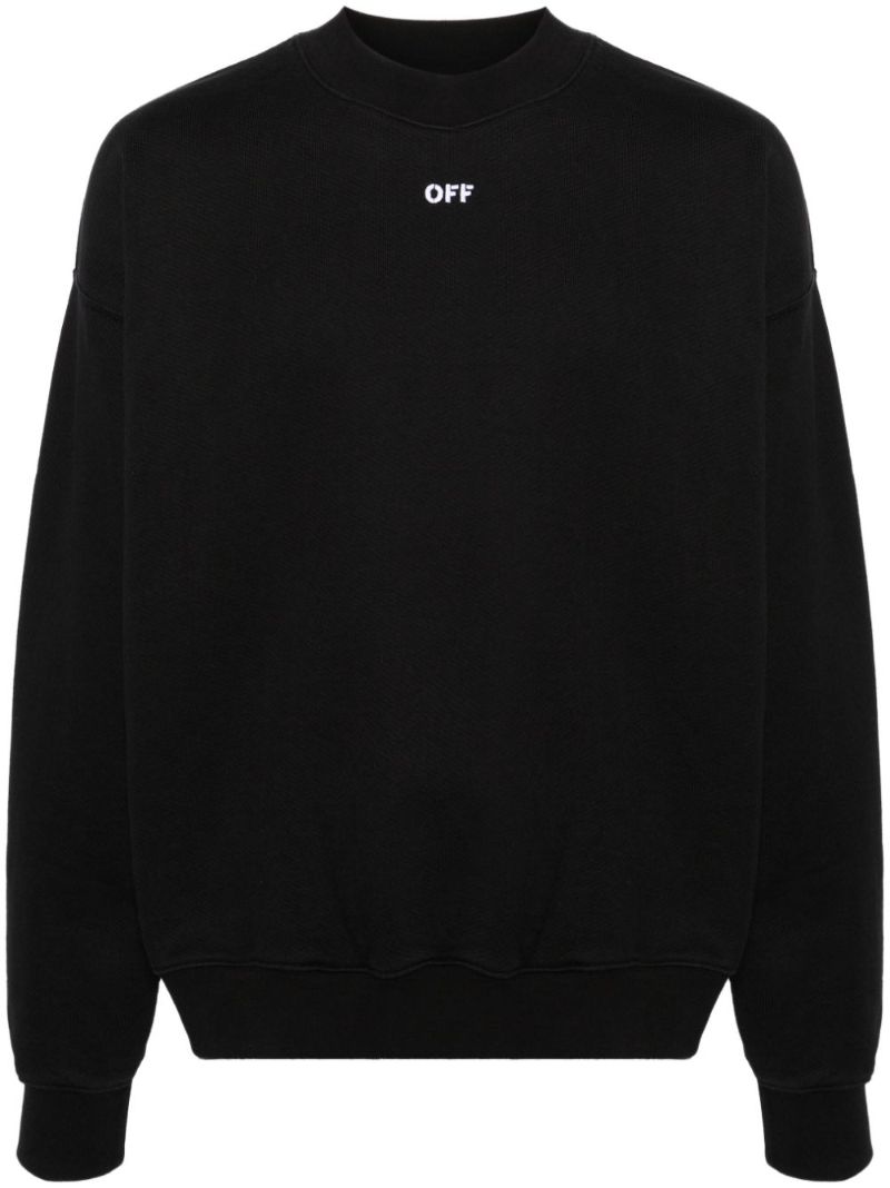 Black Arrow-embroidered Cotton Sweatshirt