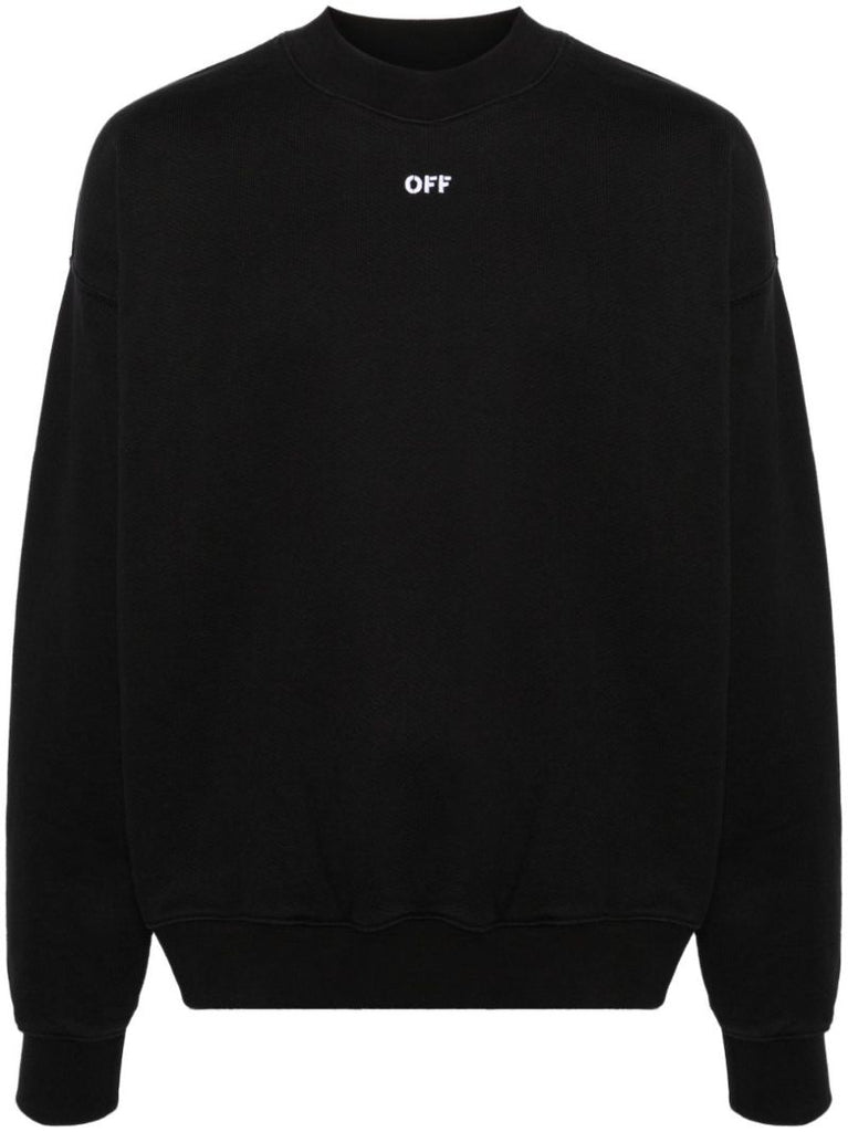 Black Arrow-embroidered Cotton Sweatshirt