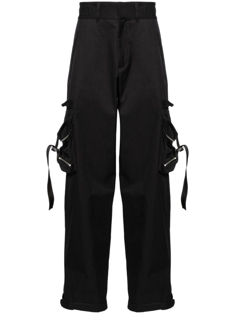 Black Cotton Cargo Trousers
